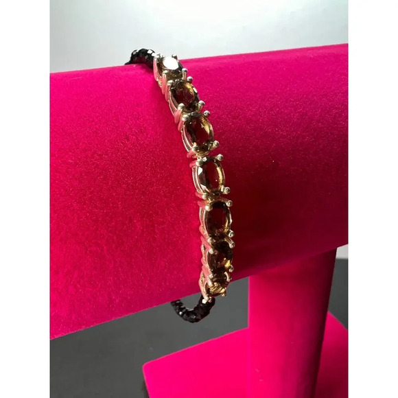 Smoky quartz and black spinel bracelet with sterling clasp - Picture 4 of 11
